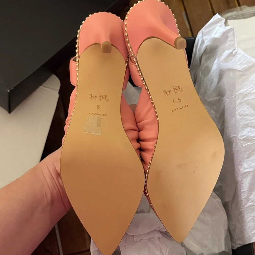 Coach Coral Slingback Heels with Gold Accents - Picture 2 of 4